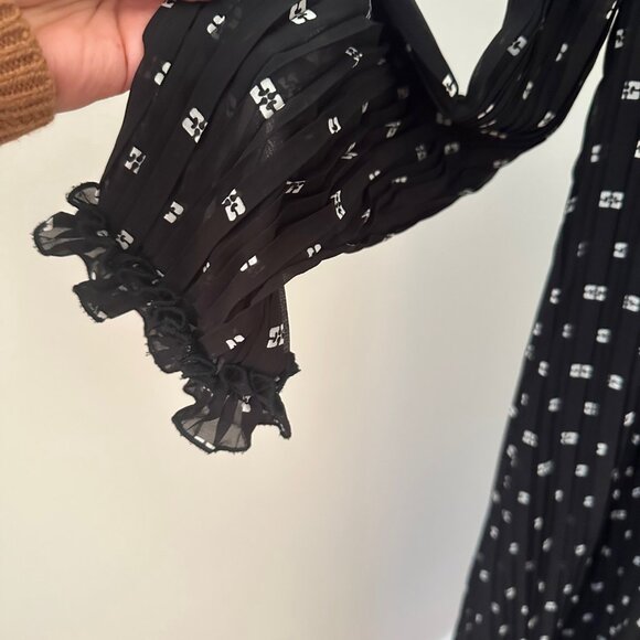 GANNI Black Pleated Georgette Midi Dress - Picture 4 of 6